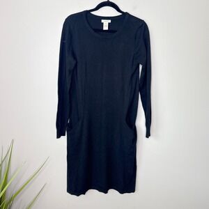 Sundance Black Knit‎ Sweater Dress Long Sleeve Pockets Casual Size Small Minimal